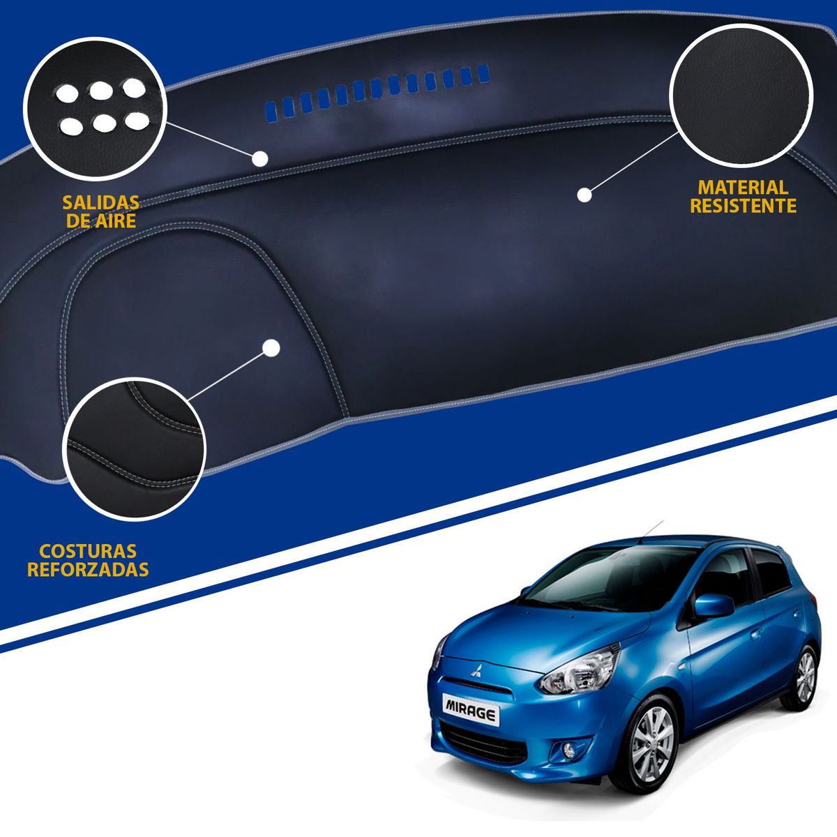 TECGO - PROTECTOR TAPETE PARA TABLERO TIPO MITSUBISHI MIRAGE 2014