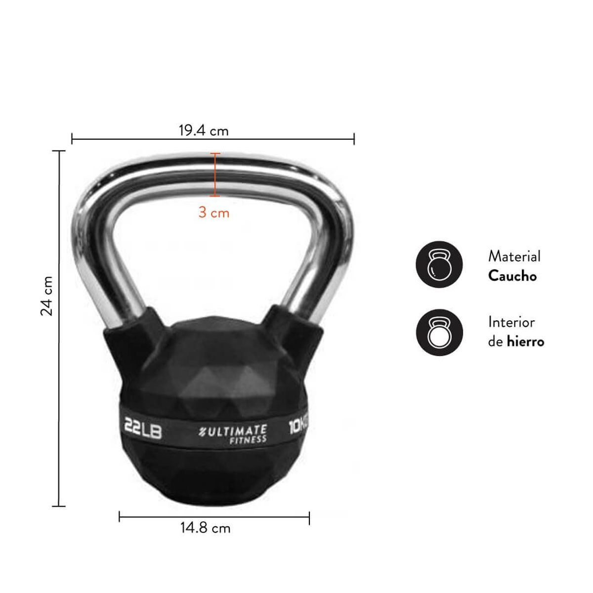 ULTIMATE FITNESS - Kettlebel Elite Hex 10 kg