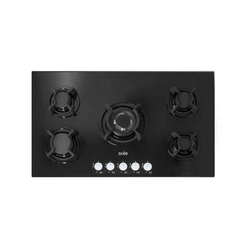 SOLE - COCINA EMPOTRABLE A GAS SOLE SOLCO033 NEGRO 86 CM 5 HORNILLAS