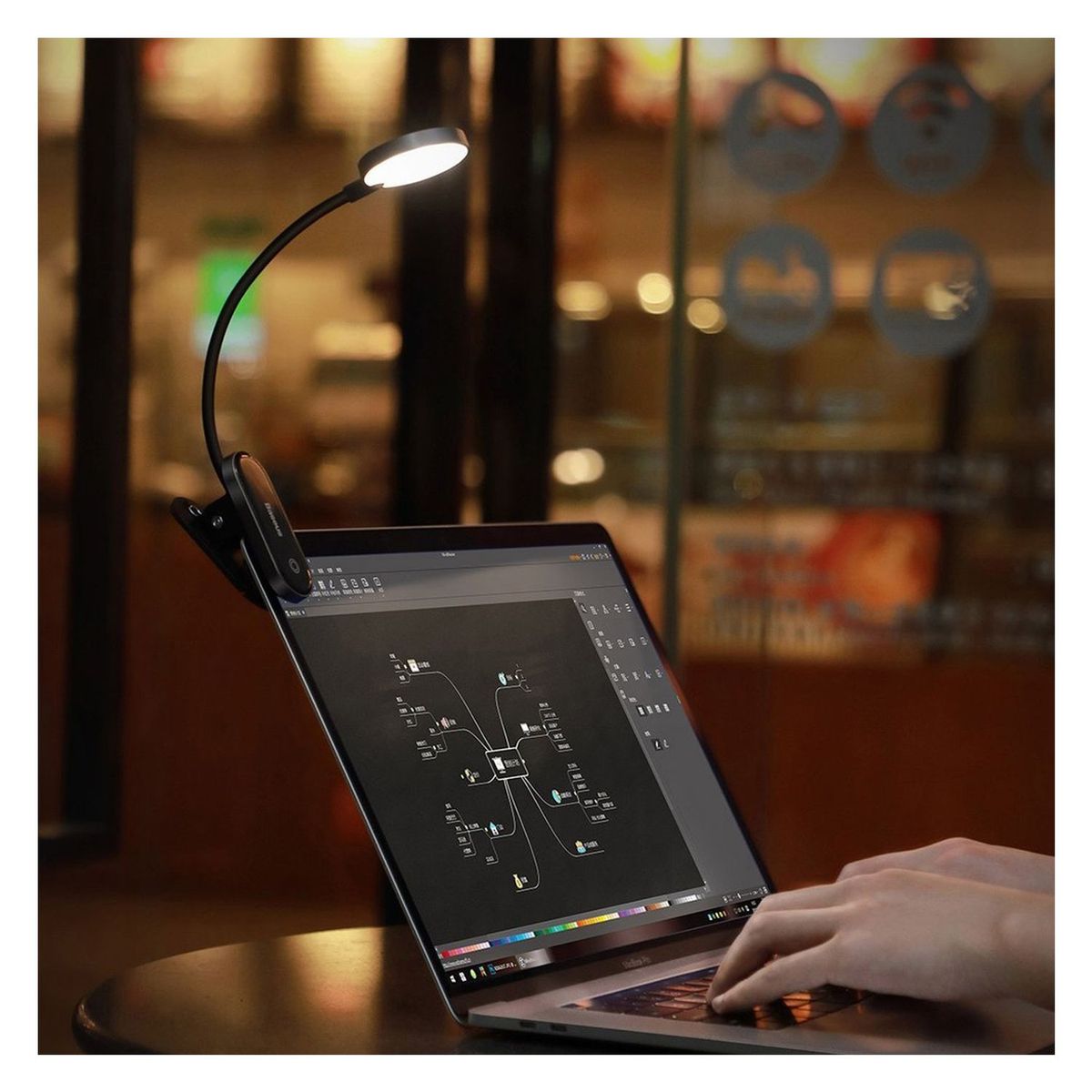 BASEUS - Lámpara de mesa LED con clip USB luz regulable Baseus DGRAD-0G