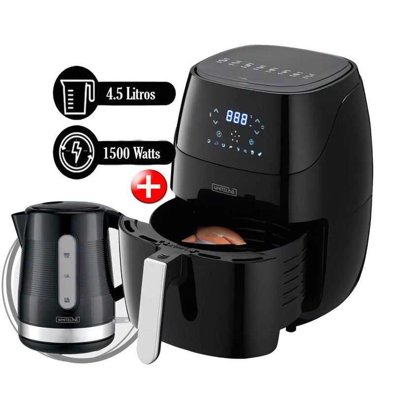 WHITELINE - Combo Freidora de Aire Digital de 4 5L Whiteline DH-202 +Hervidor
