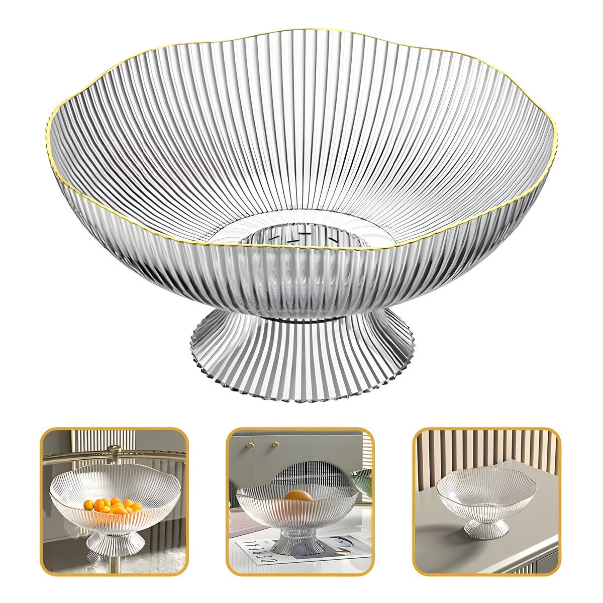 ELMEJORPRECIO - Frutero Con Base Escurridor Para Snacks Transparente Blanco