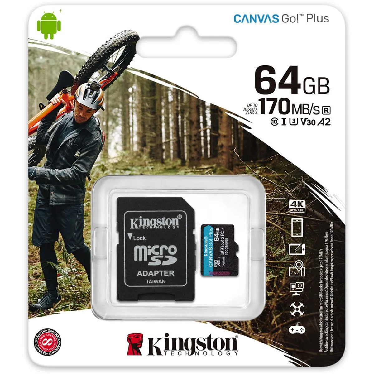 KINGSTON - Kingston Memoria Micro SD Canvas Go! Plus 64gb 170 mb/s