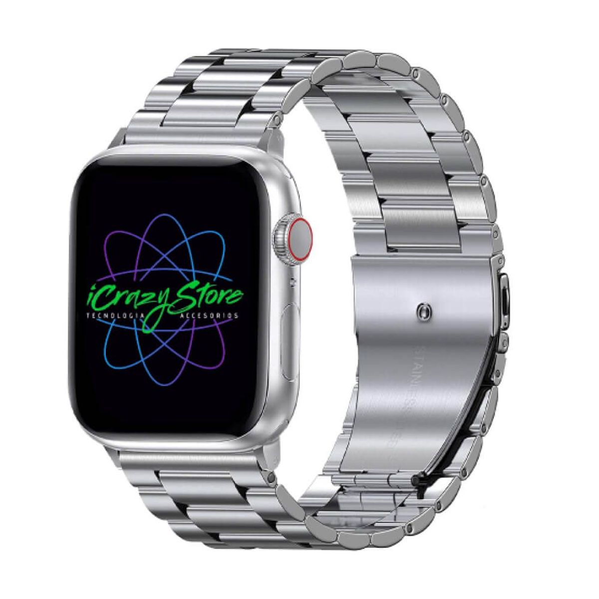 GENERICO - Correa Acero Inoxidable para Apple Watch 42mm 44mm Y 45mm - PLATA.