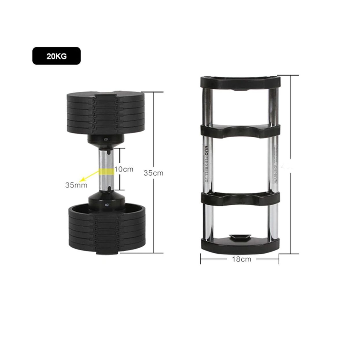GENERICO - Set de mancuernas regulables en peso hasta 20kg por lado