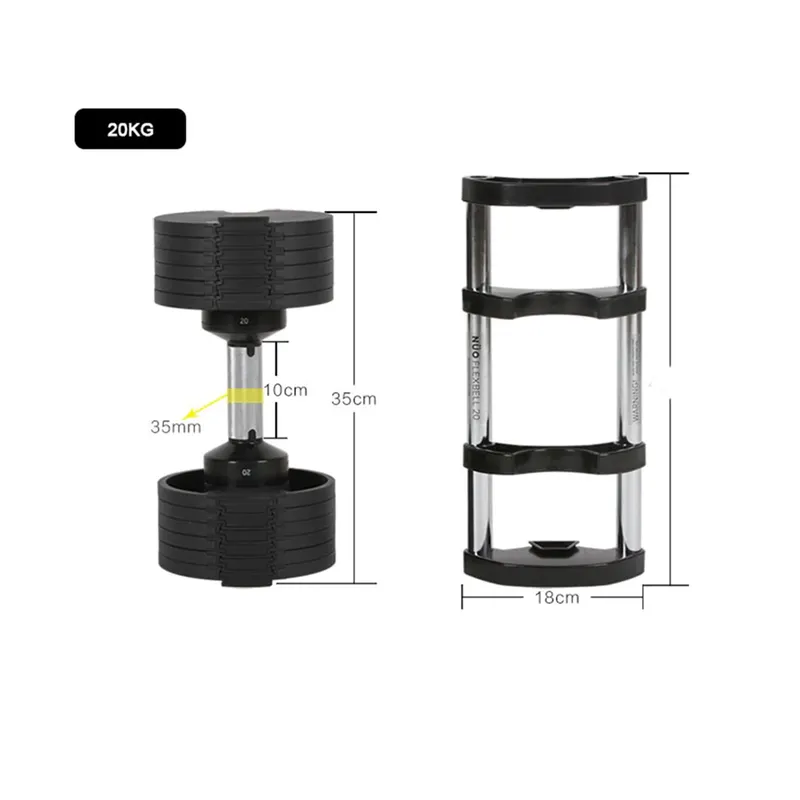 GENERICO - Set de mancuernas regulables en peso hasta 20kg por lado