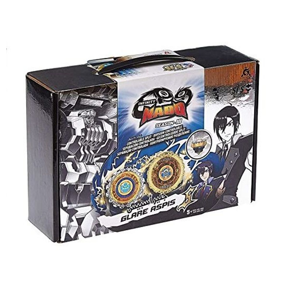 INFINITY NADO - Juguete Trompo de Batalla Maletín de Metal Glare Aspis