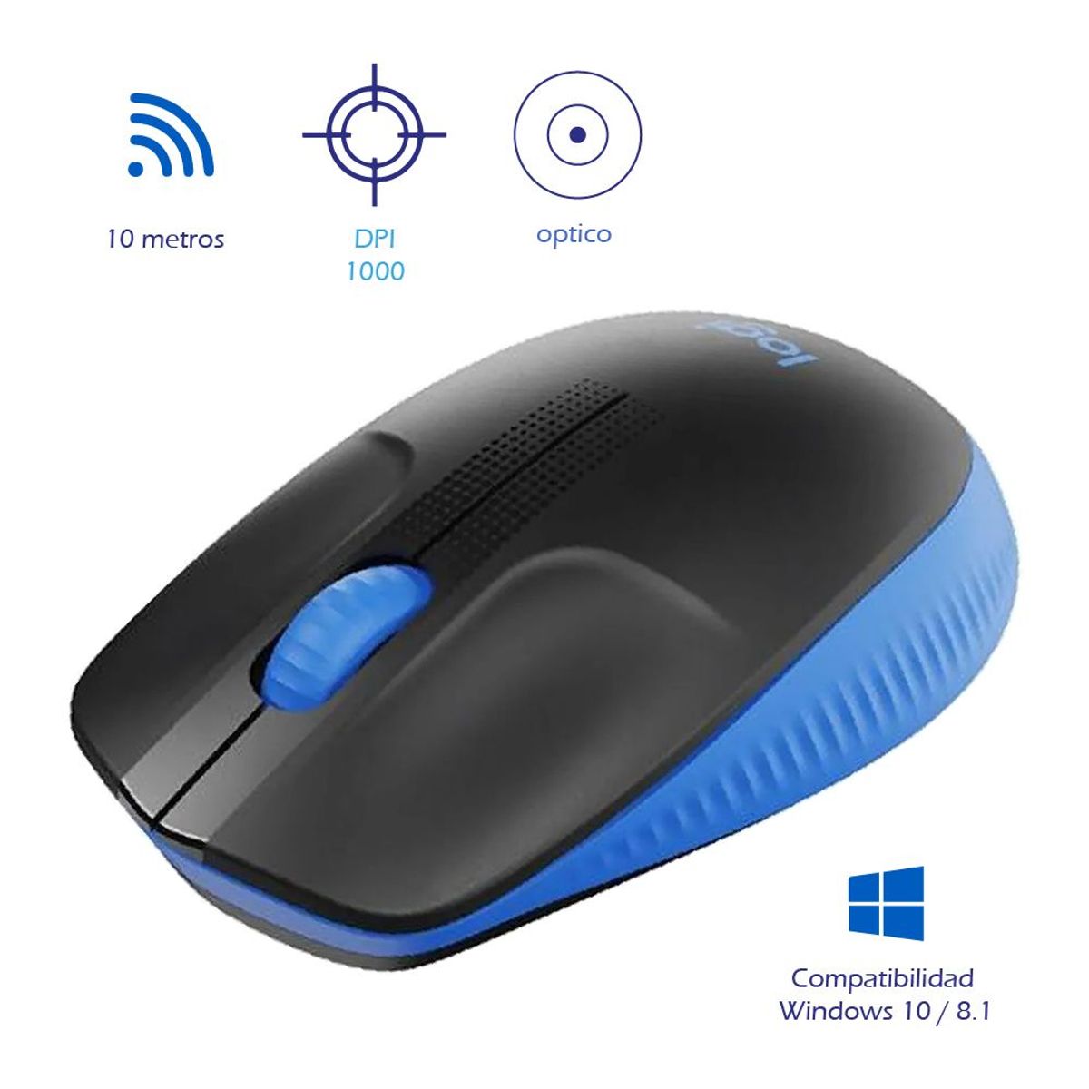 LOGITECH - Mouse Inalámbrico Logitech M190 Full Size Blue