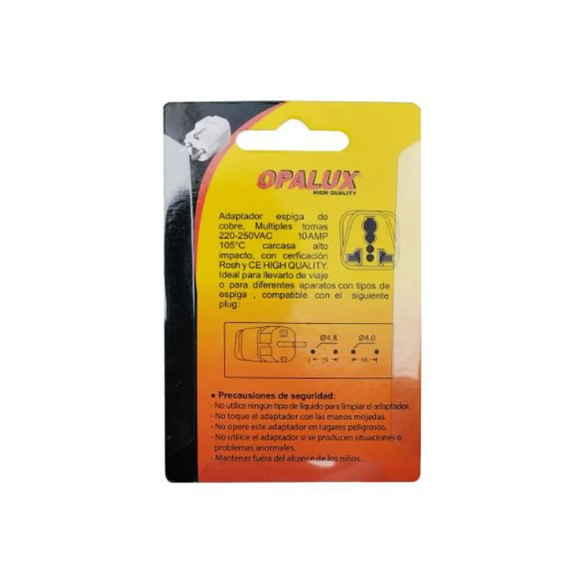 OPALUX - Adaptador Enchufe  Tierra a Tipo F Schuko OP-603-K OPALUX