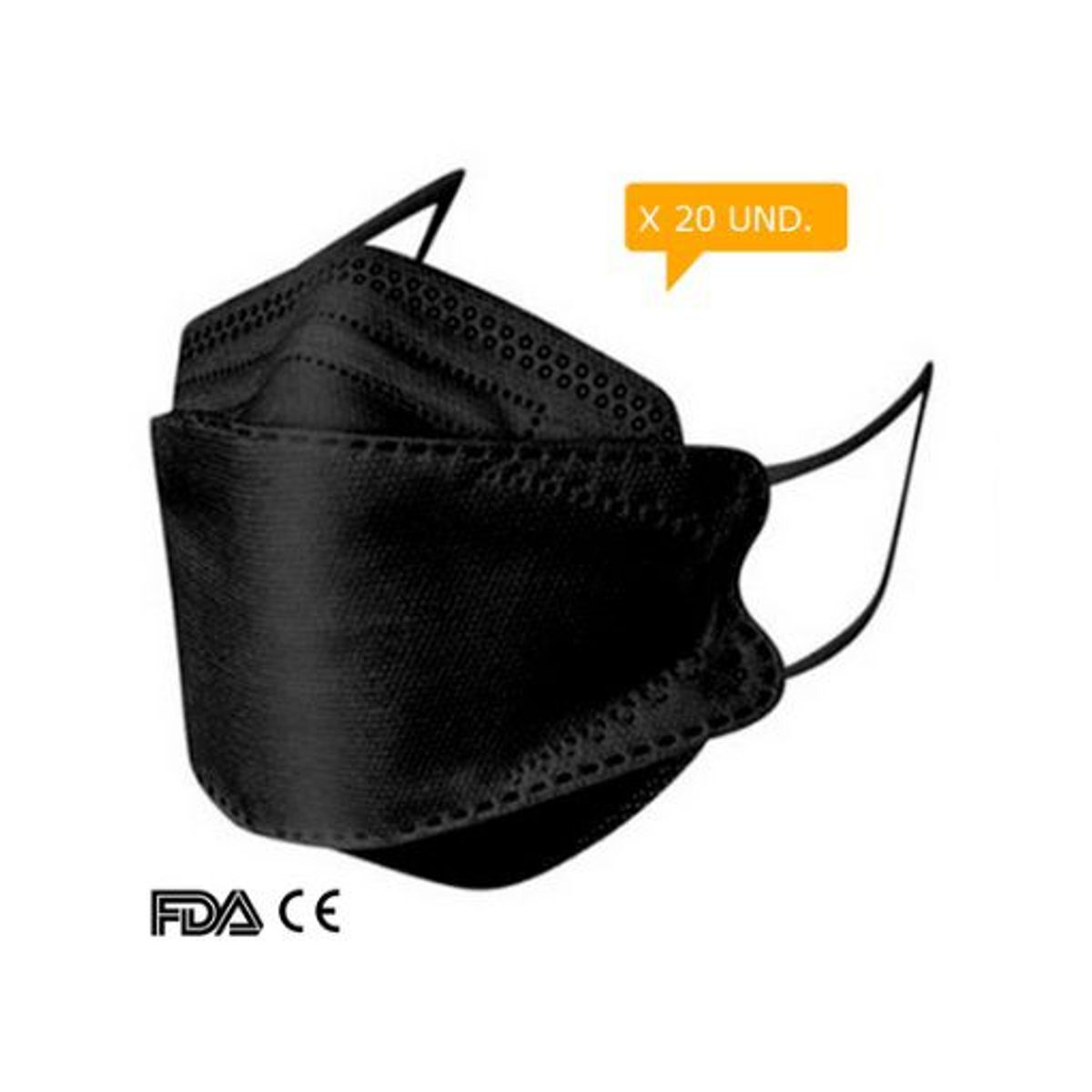 GENERICO - MASCARILLA KN95 FISH NEGRO x 20 Unidades