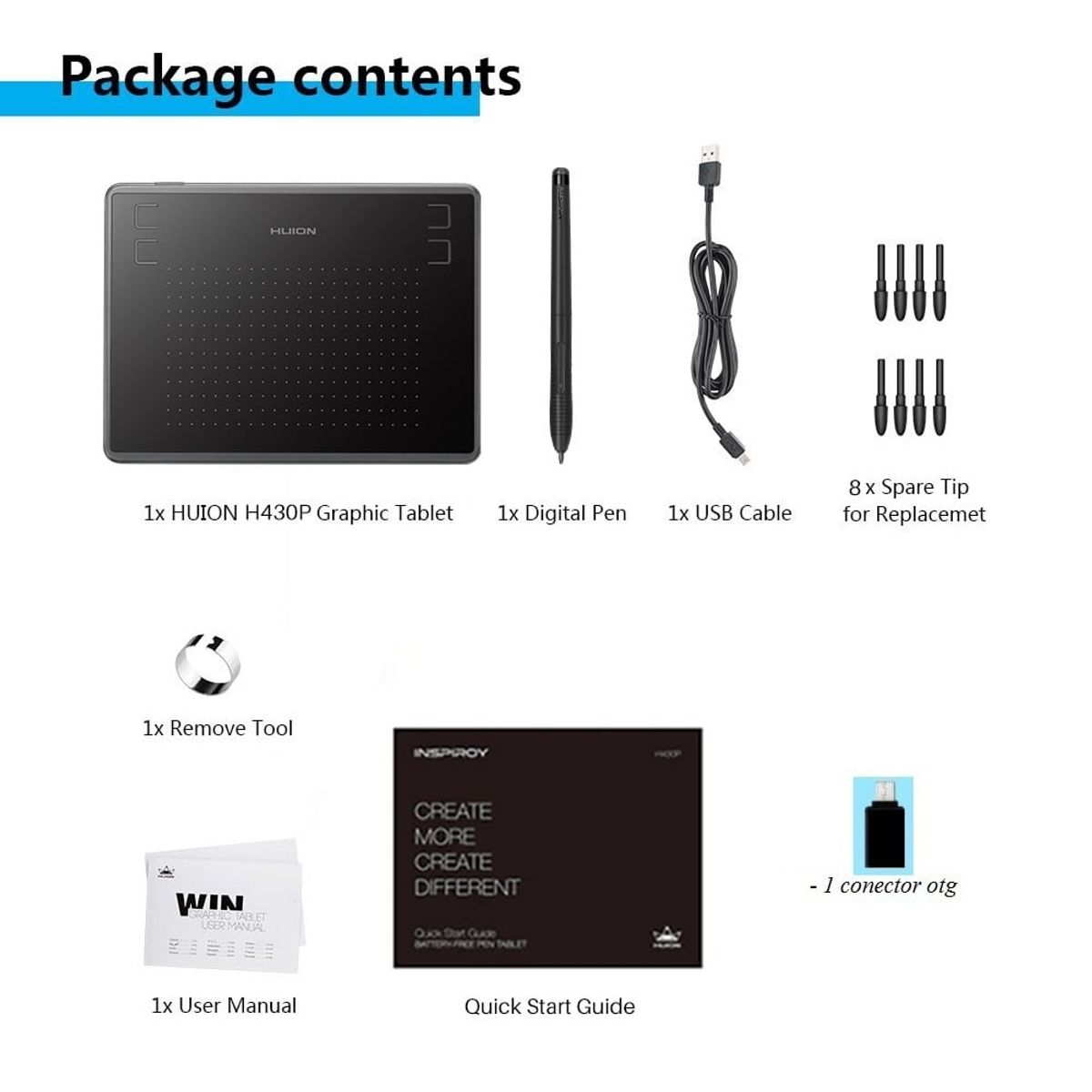 HUION - Tableta Grafica digital Huion Inspiroy H430p