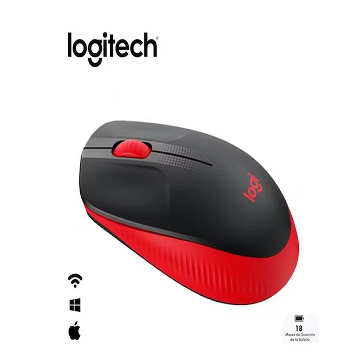 LOGITECH - Mouse Inalámbrico Logitech M190 Full Size Red