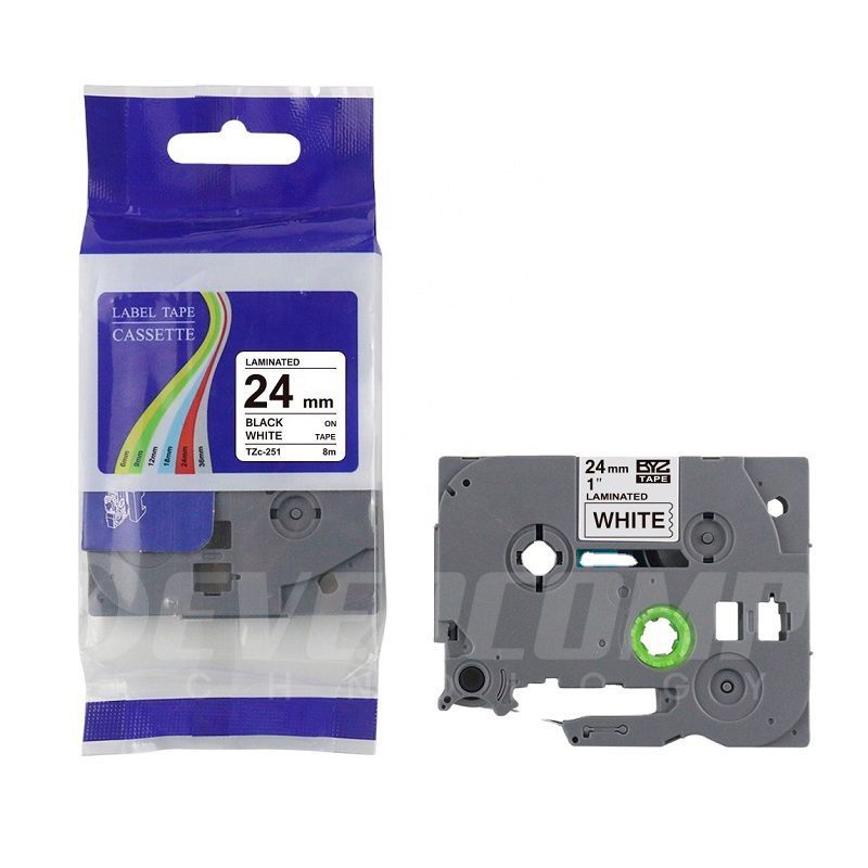 GENERICO - Cinta Compatible para Brother P-touch Tz2-251 24mm Negro  Blanco