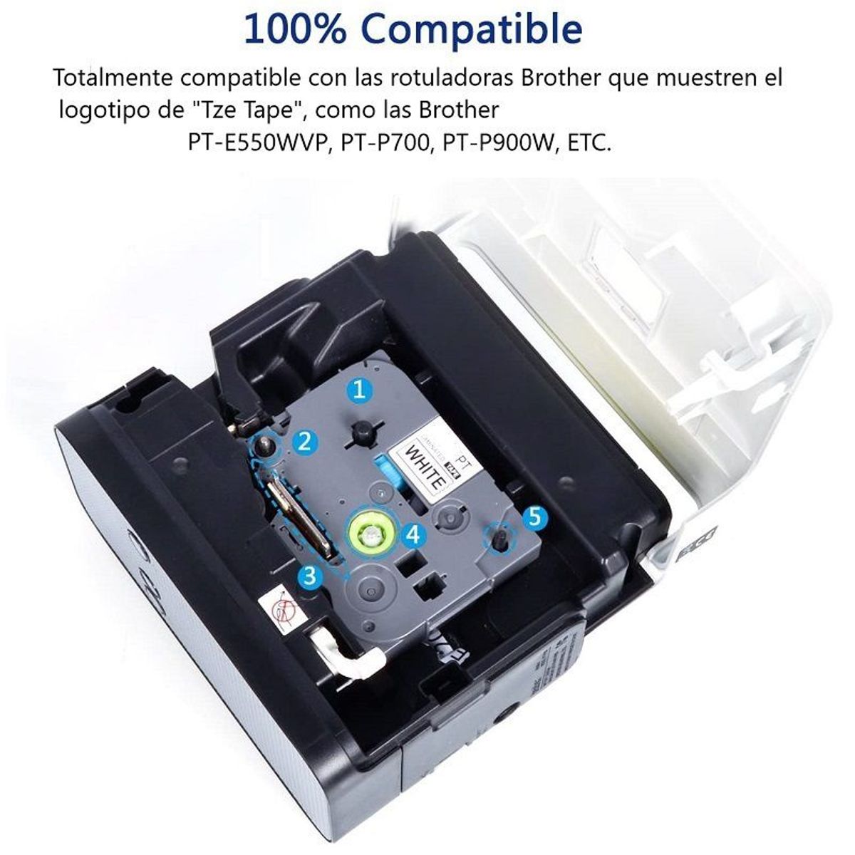 GENERICO - Cinta Compatible para Brother P-touch Tz2-251 24mm Negro  Blanco