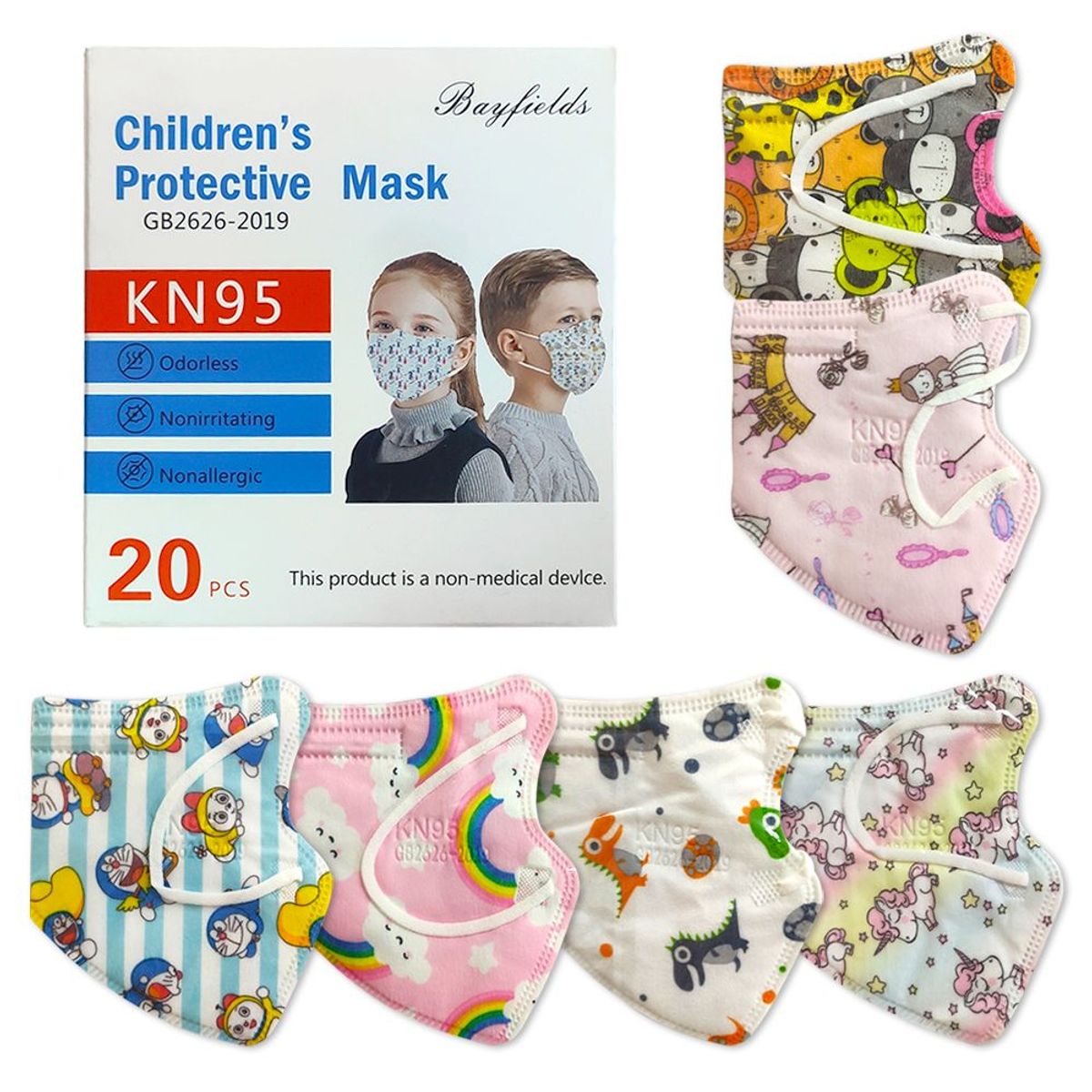 GENERICO - MASCARILLA KN95 NIÑO DISEÑO VARIADOS x 20 Unidades