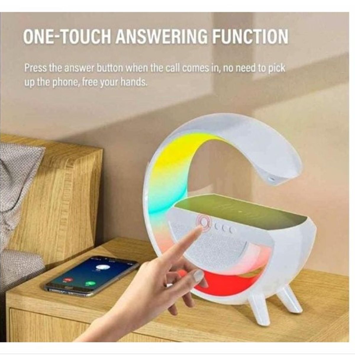 GENERICO - Lampara 4 en 1 Luz LED cargador Inalámbrico parlante Radio FM