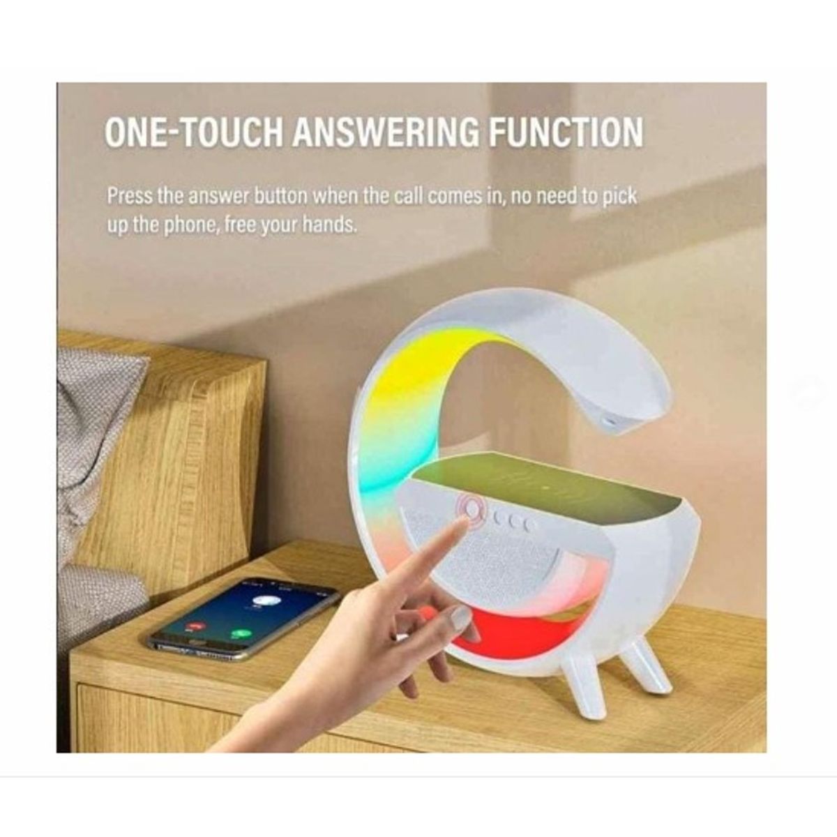 GENERICO - Lampara 4 en 1 Luz LED cargador Inalámbrico parlante Radio FM