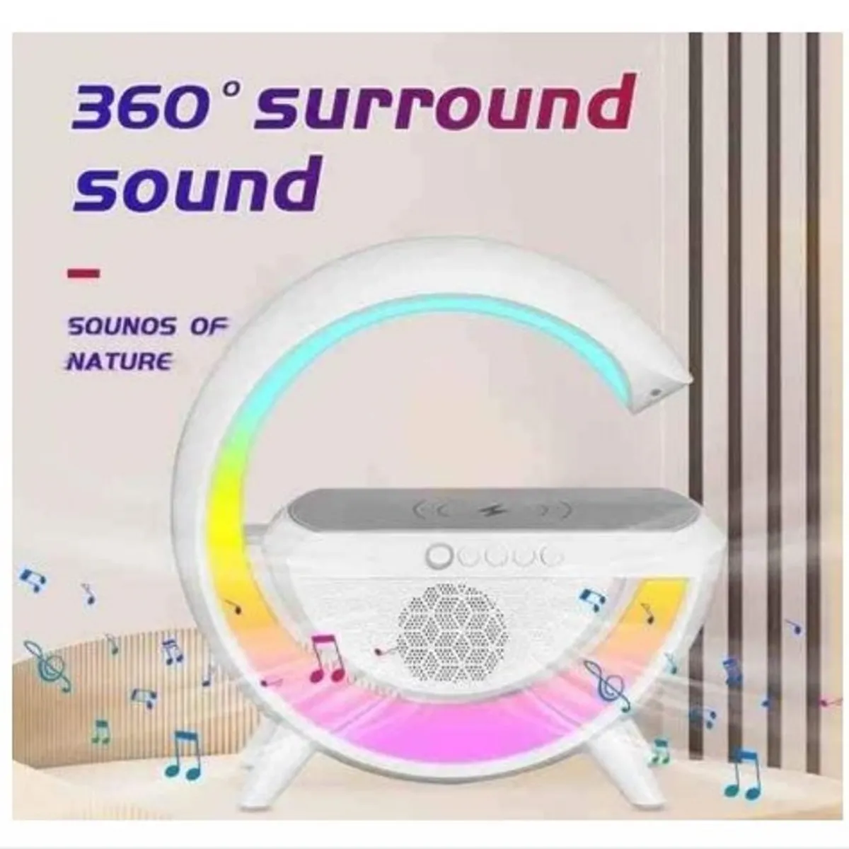 GENERICO - Lampara 4 en 1 Luz LED cargador Inalámbrico parlante Radio FM