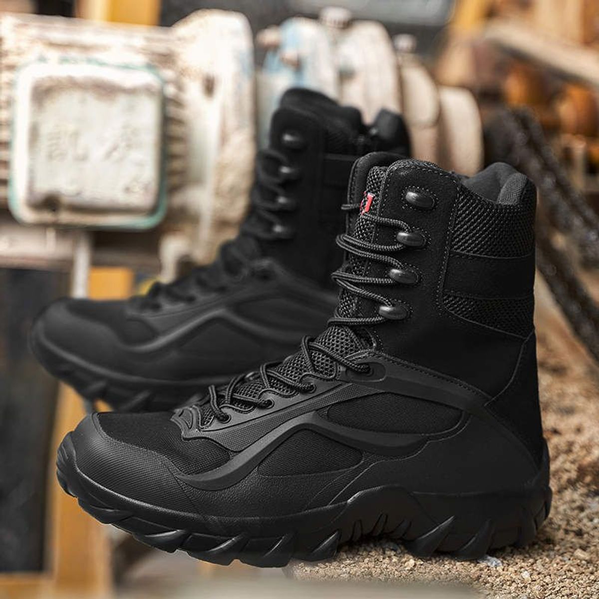 BLWOENS - Botas militares de alta calidad para hombre botines de combate-Negro