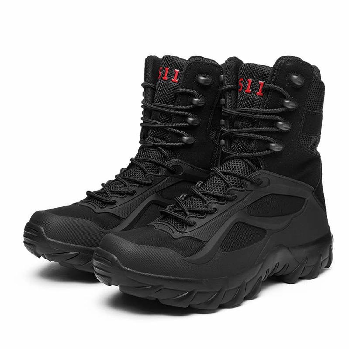 BLWOENS - Botas militares de alta calidad para hombre botines de combate-Negro
