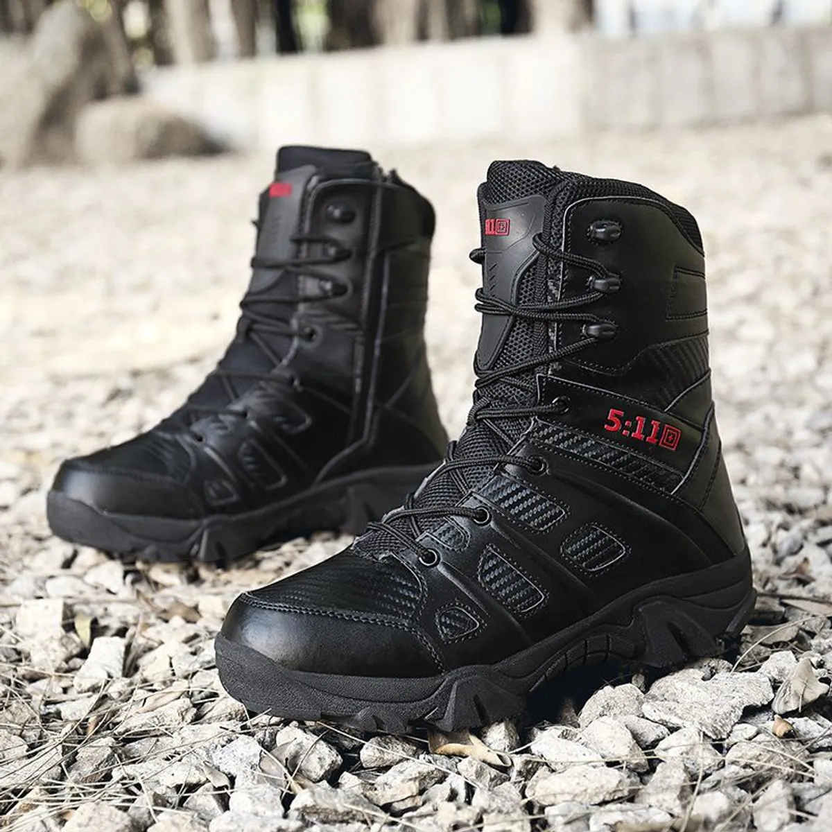 BLWOENS - Botas militares de alta calidad para hombre botines de combate-Negro