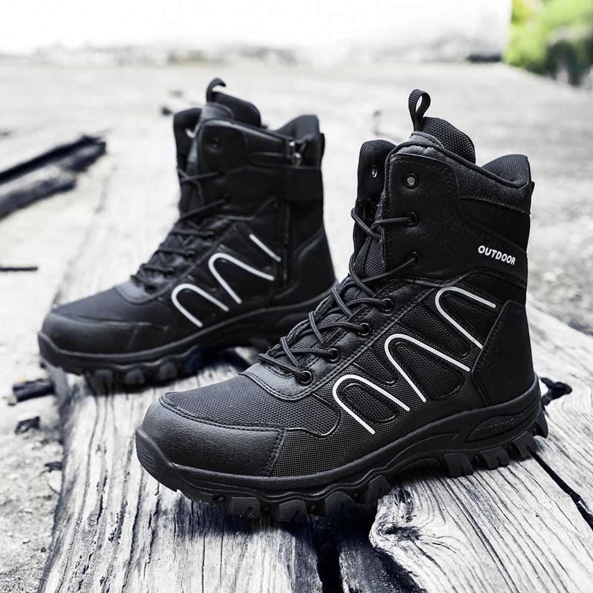 BLWOENS - Botas militares de alta calidad para hombre botines de combate-Negro