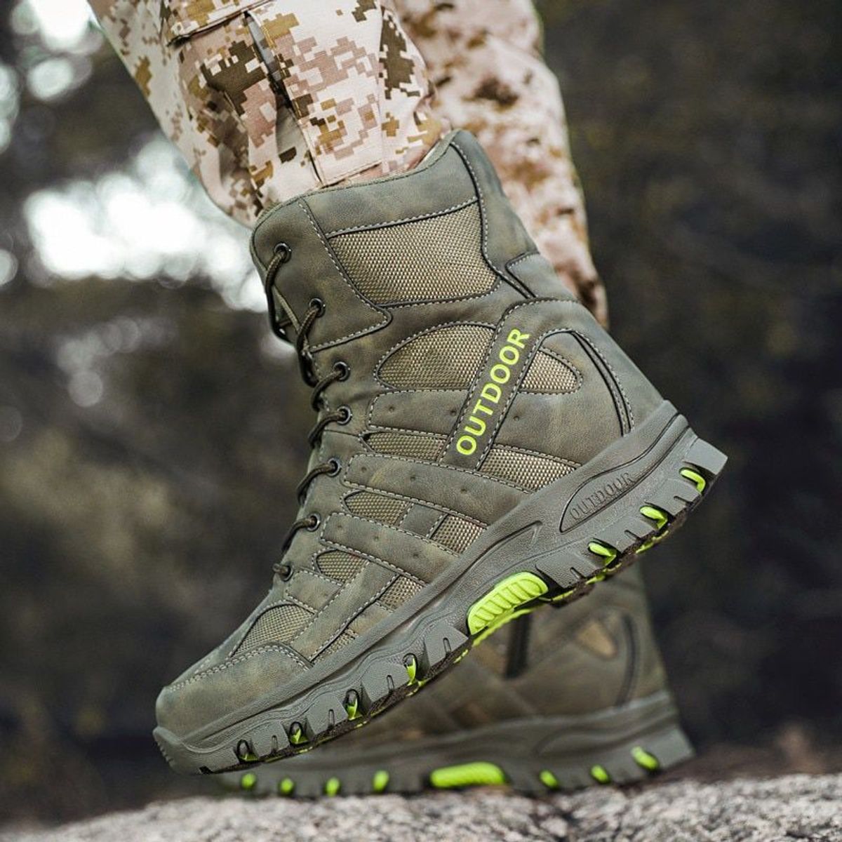 BLWOENS - Botas militares de alta calidad para hombre botines de combate-Verde