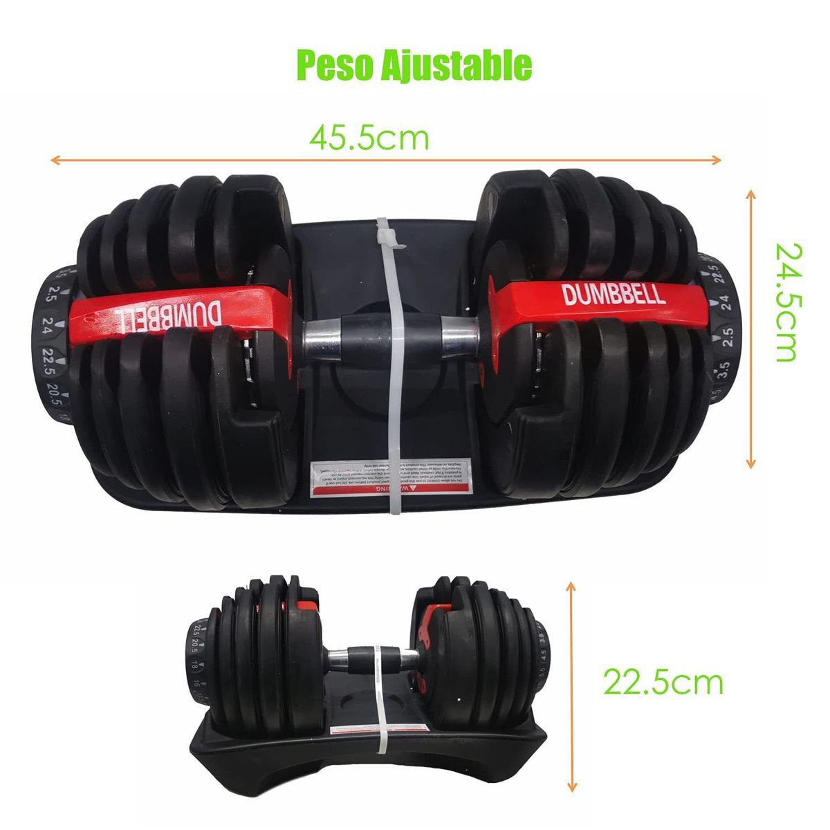 NO LOGO - Mancuernas Ajustables De 24kg Con Soporte De Base