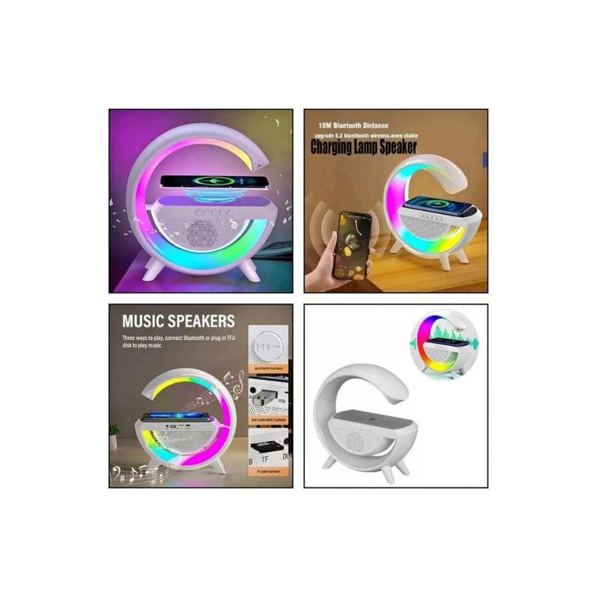 GENERICO - Parlante Cargador Inalámbrico 4 en 1 Lámpara Luces Rgb Bluetooth