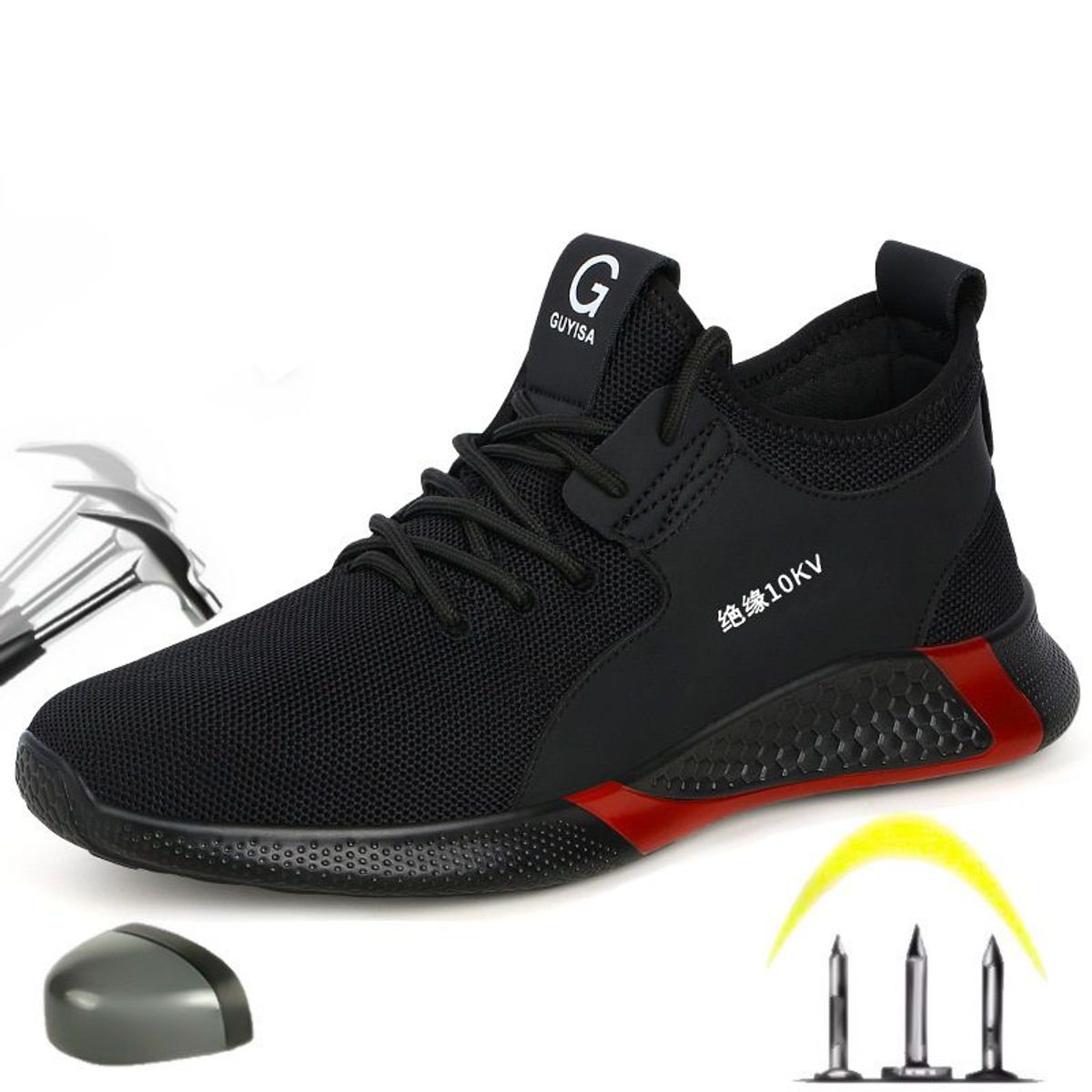 BLWOENS - Zapatos de Seguridad ligeros para hombres cómodos trabajo - Negro