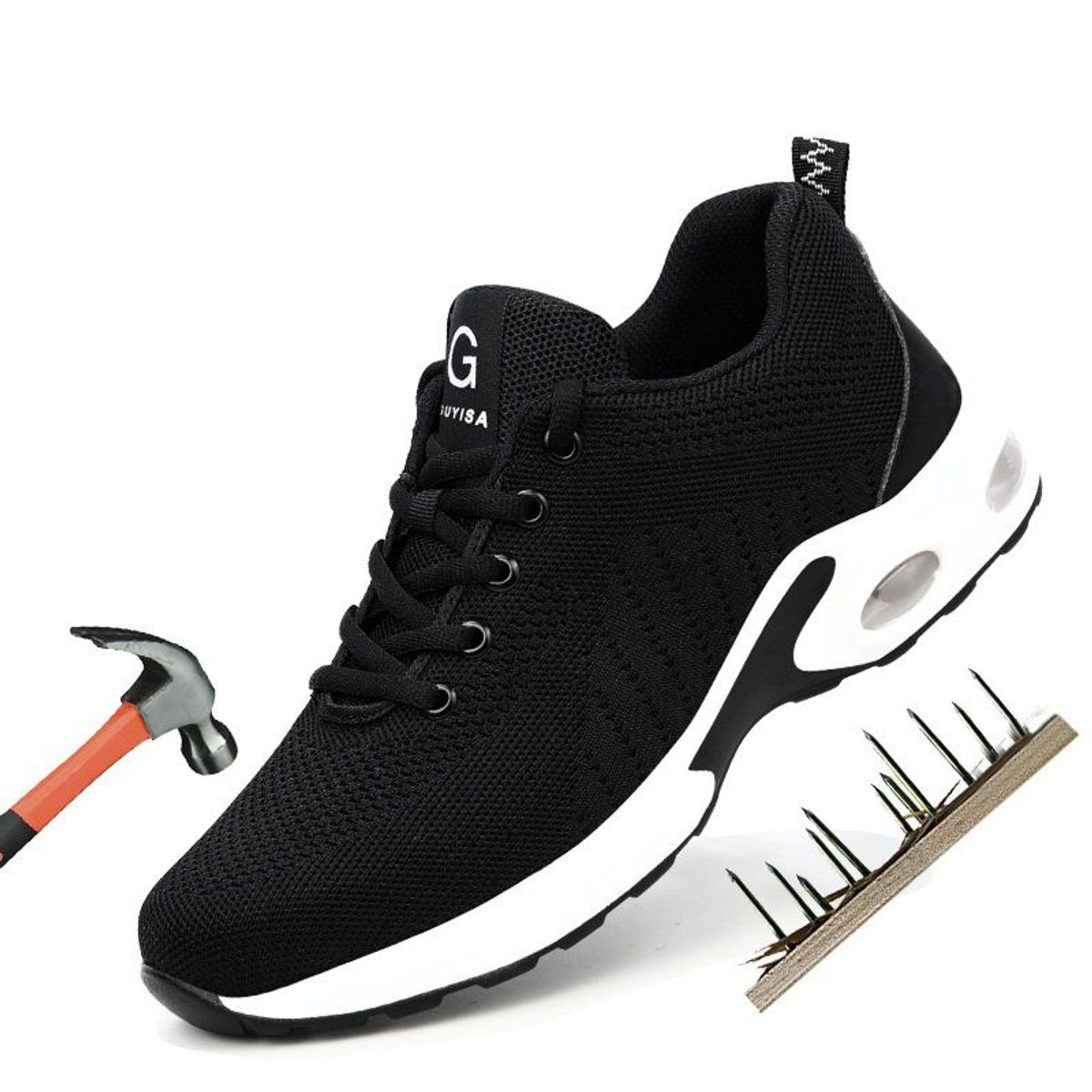 BLWOENS - Zapatos de Seguridad ligeros para hombres cómodos trabajo - Negro