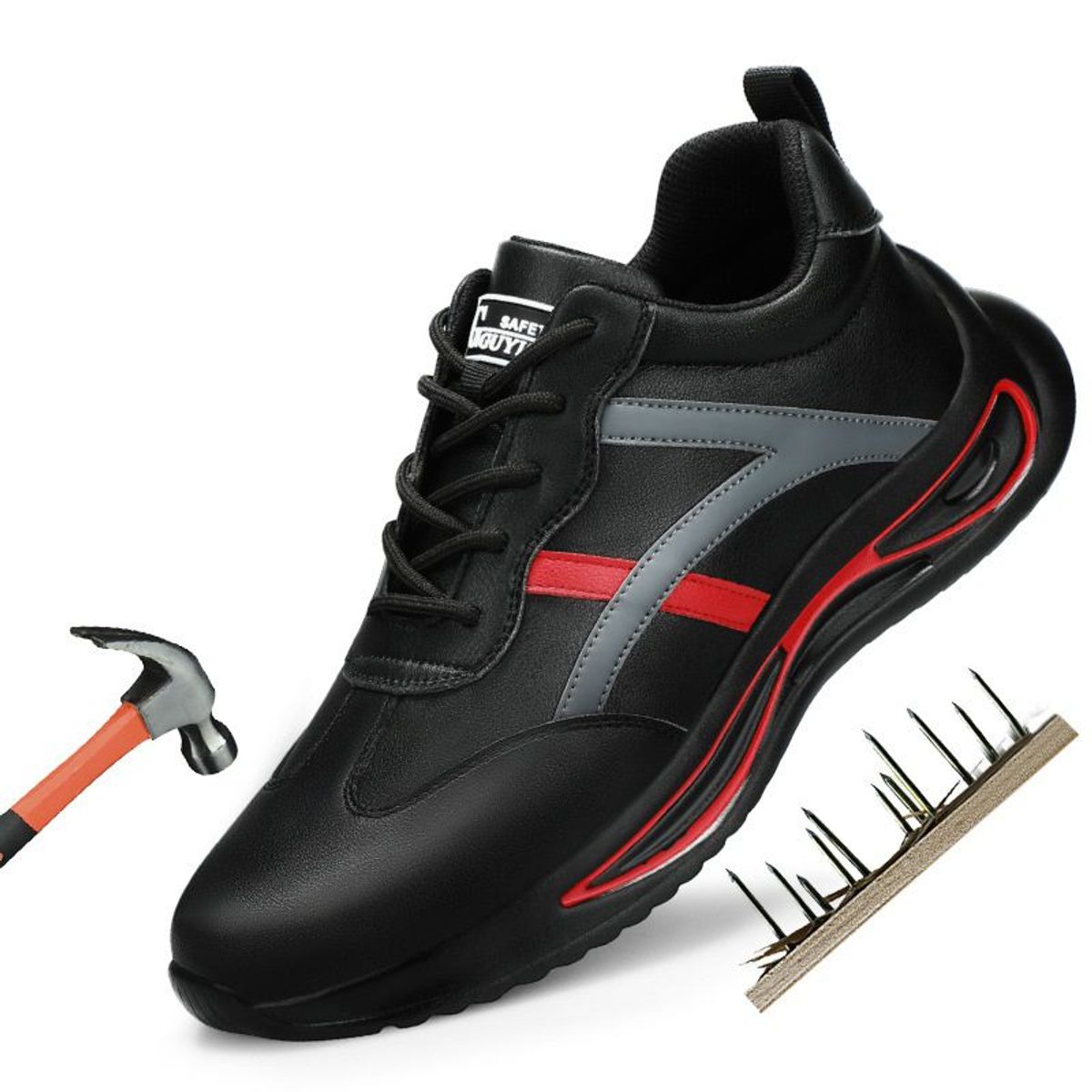 BLWOENS - Zapatos de Seguridad ligeros para hombres cómodos trabajo - Negro