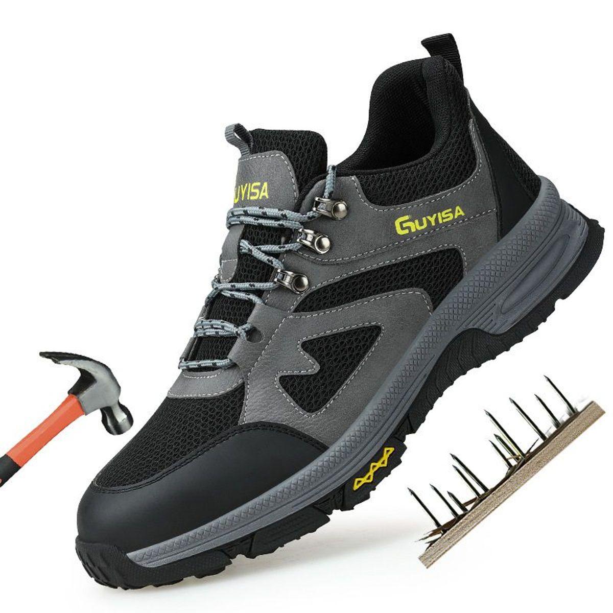 BLWOENS - Zapatos de Seguridad ligeros para hombres cómodos trabajo - Gris