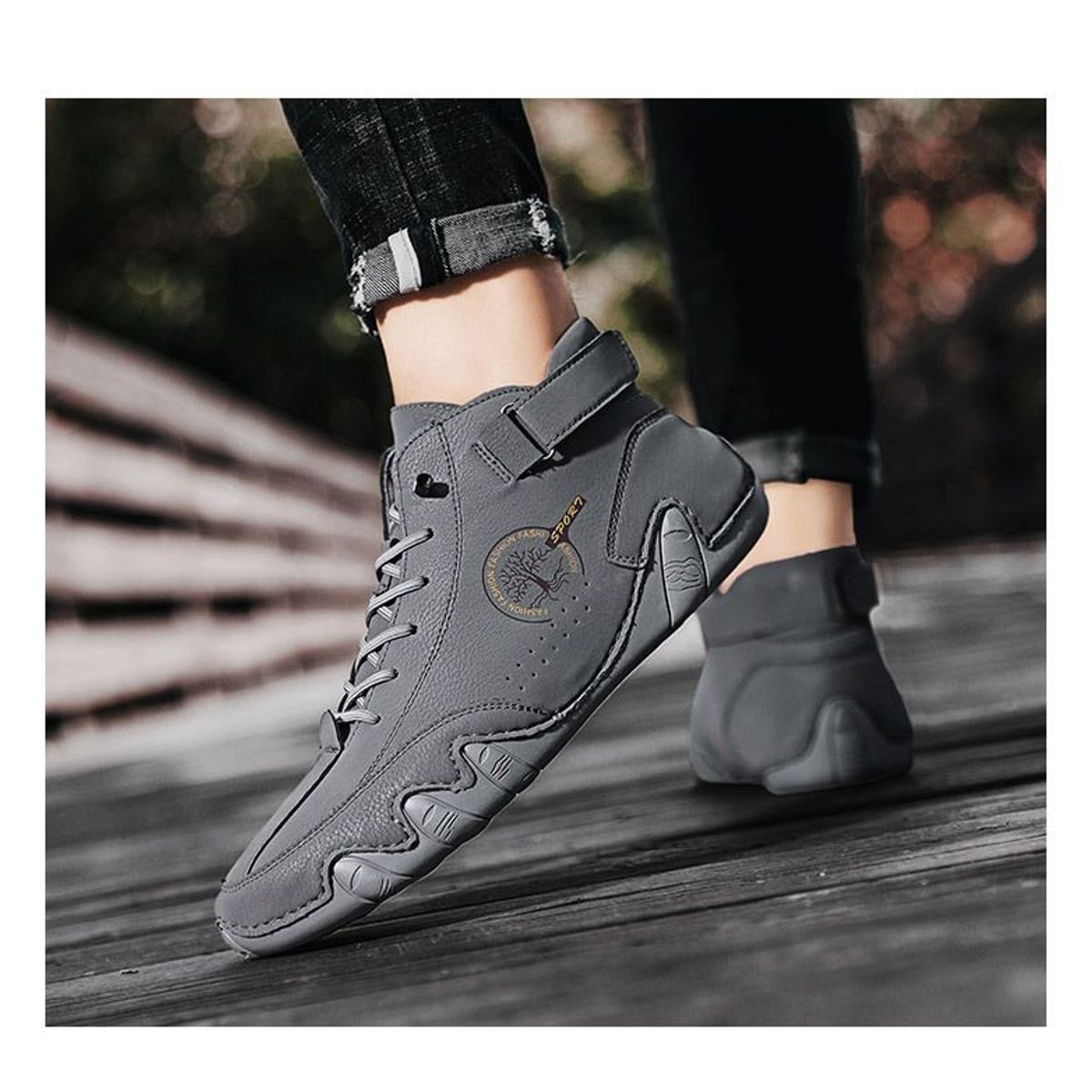 BLWOENS - Zapatos antideslizantes casuales para hombres - Gris