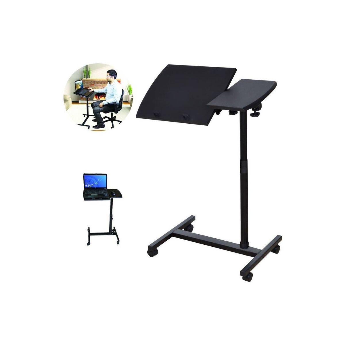 GENERICO - Mesa Escritorio Plegable para Computadora Laptop con Ruedas