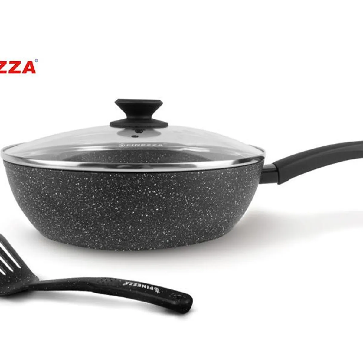 FINEZZA - Sarten con Tapa 28 cm  con espatula   Roca Volcanica Finezza