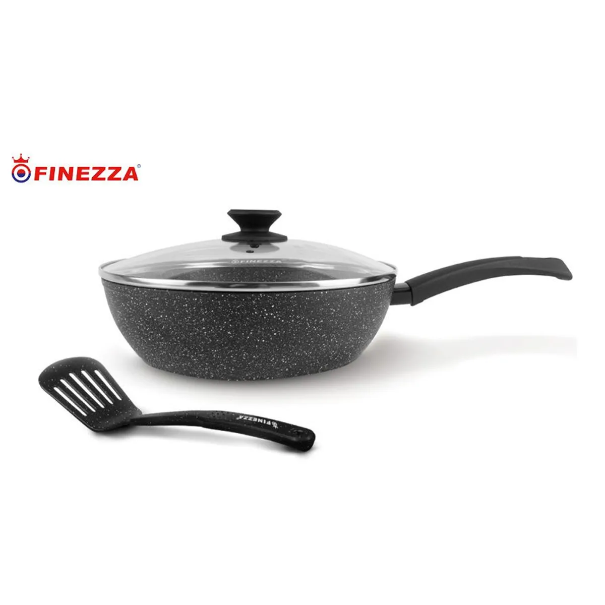 FINEZZA - Sarten con Tapa 28 cm  con espatula   Roca Volcanica Finezza