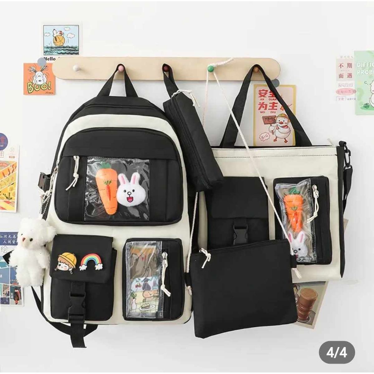 GENERICO - Mochila Kawai tipo Coreanas Antirrobo 4 en 1 de Alta Calidad Niñas