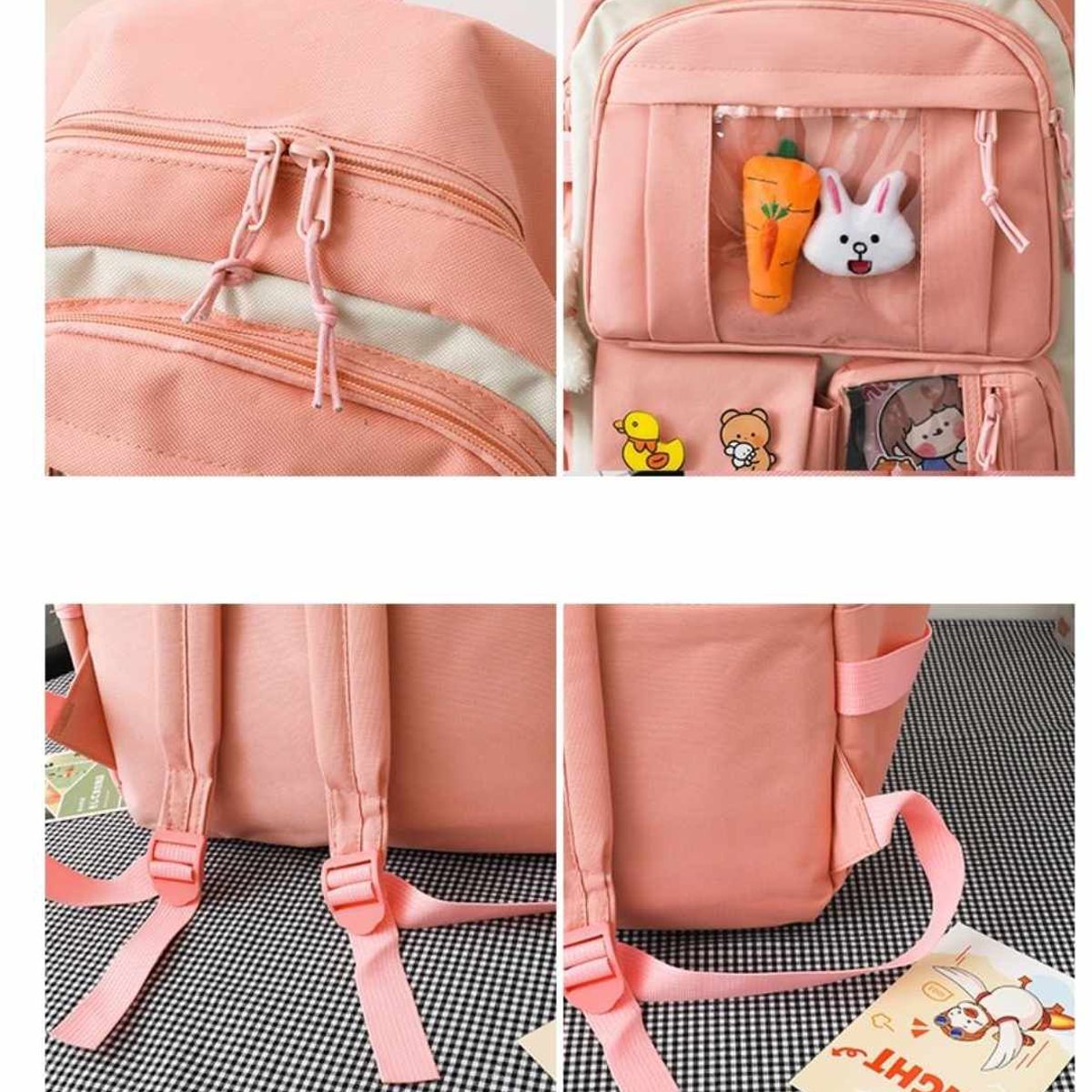 GENERICO - Mochila Kawai Set De 4 Piezas Con Accesorios Coreana Bolsos Cartuchera