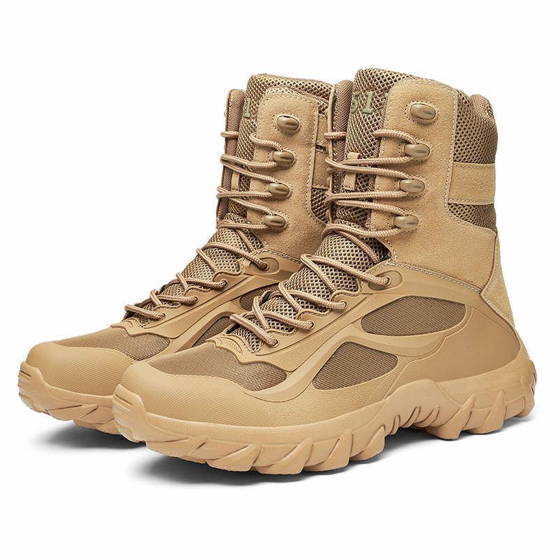 BLWOENS - Botas militares de alta calidad para hombre botines de combate-Café