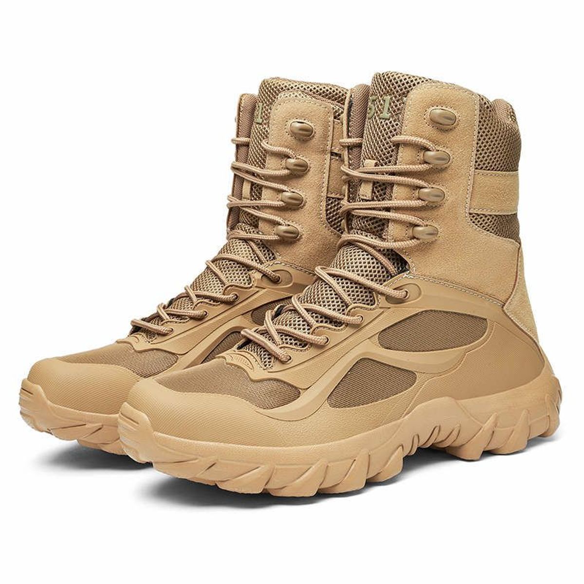 BLWOENS - Botas militares de alta calidad para hombre botines de combate-Café
