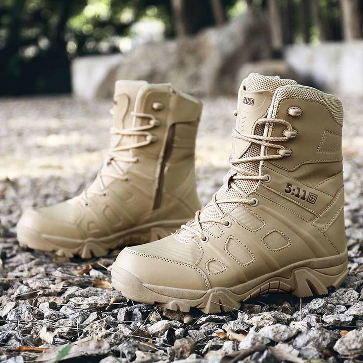 BLWOENS - Botas militares de alta calidad para hombre botines de combate-Café