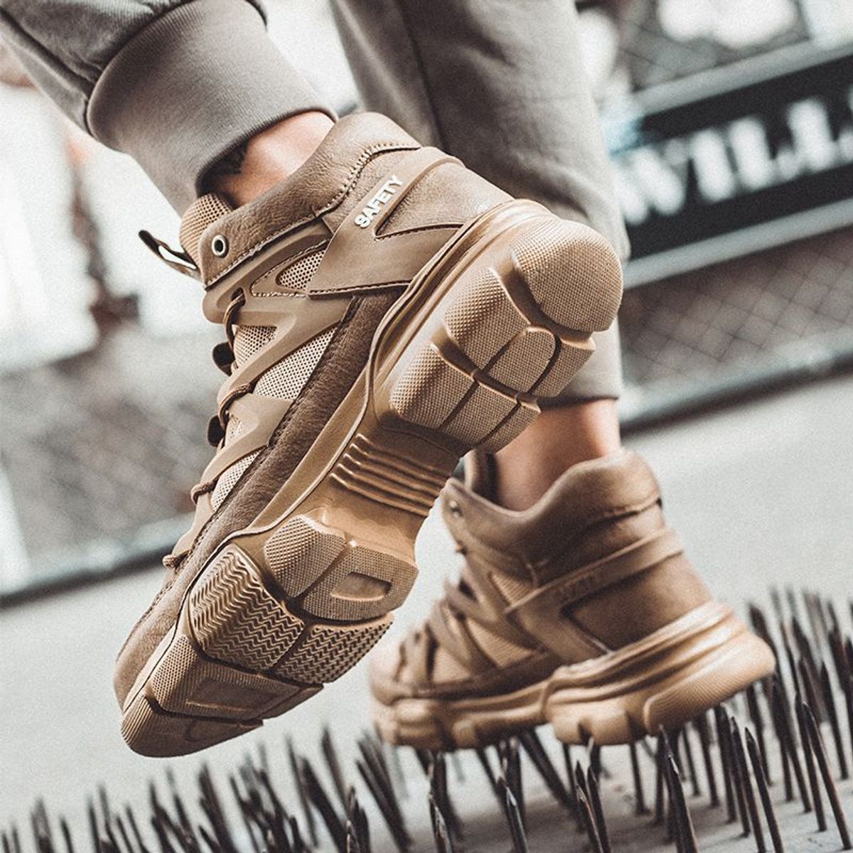 BLWOENS - Zapatos de Seguridad ligeros para hombres cómodos trabajo - Khaki