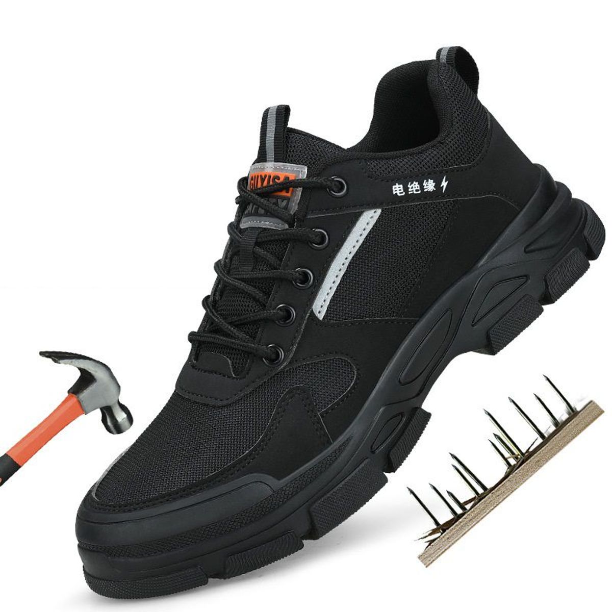 BLWOENS - Zapatos de Seguridad ligeros para hombres cómodos trabajo - Negro