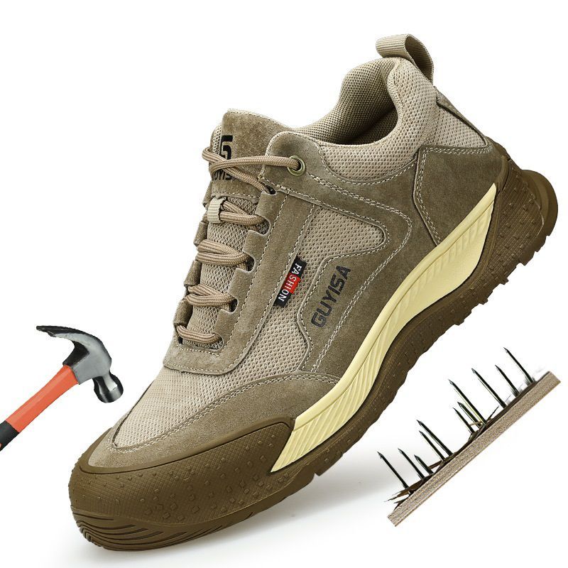 Zapatos de Seguridad ligeros para hombres cómodos trabajo Khaki