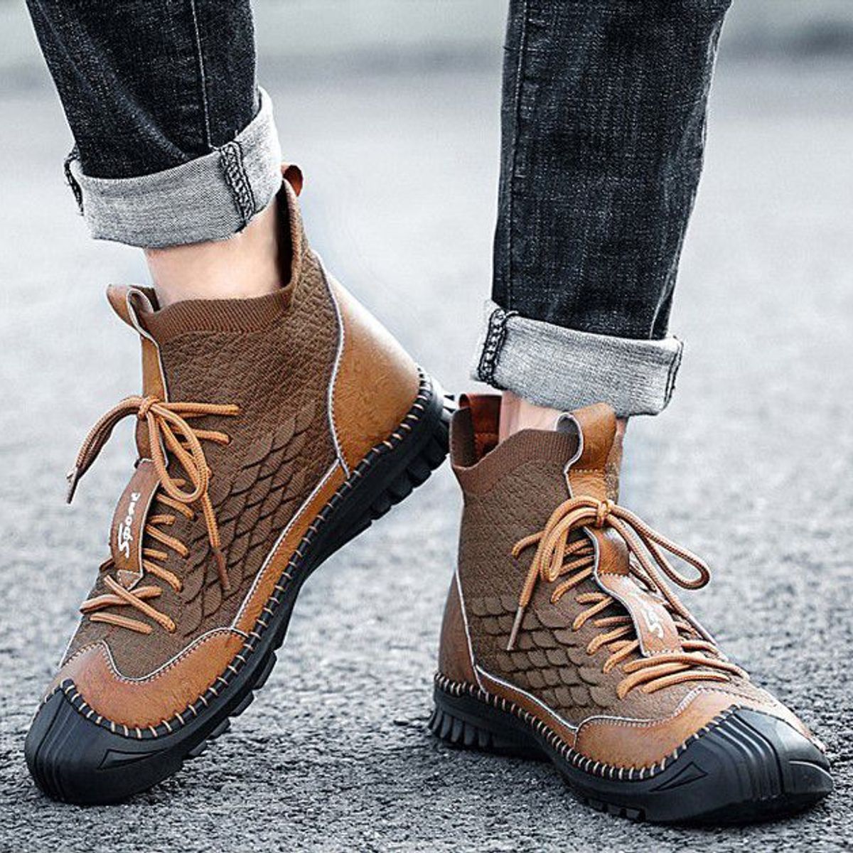 BLWOENS - Zapatos antideslizantes casuales para hombres - Khaki