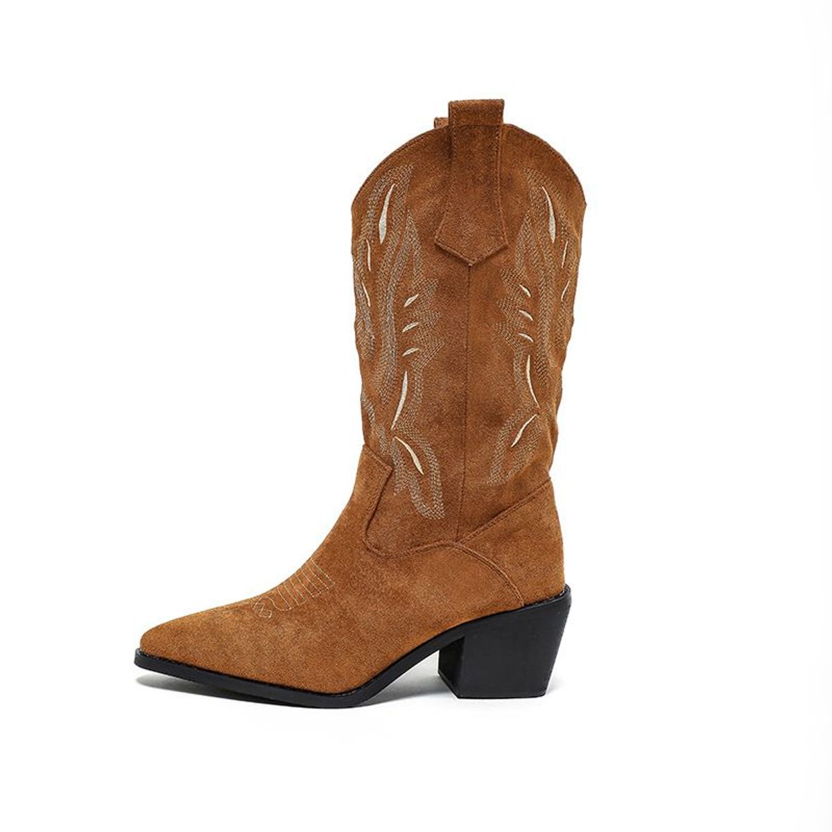 BLWOENS - Botas bordadas occidentales para mujer - Marrón