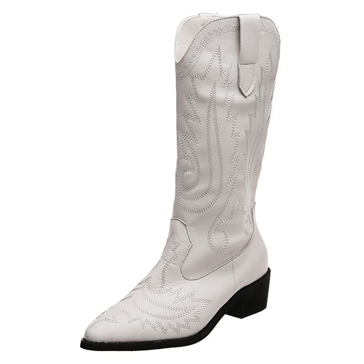 BLWOENS - Botas bordadas occidentales para mujer - Blanco