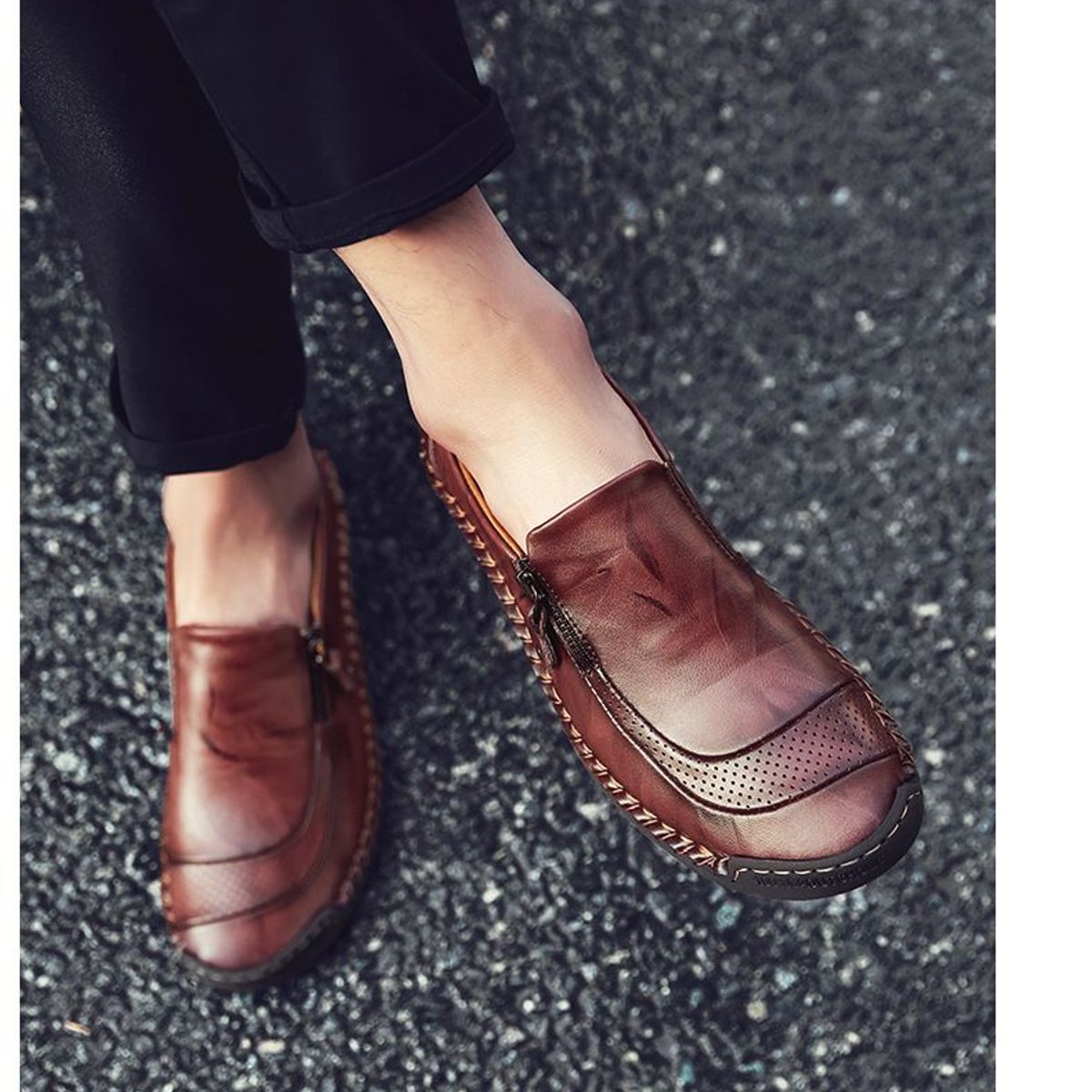 BLWOENS - Zapatillas para hombres deportivas de ocio personalidad retro-Marrón