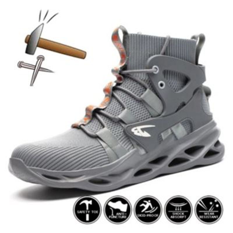 BLWOENS - Zapatos de trabajo hombre seguridad y antipinchazos-gris.